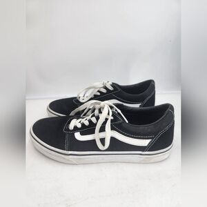 Vans Youth Size 7 Skater Blk/Wht Lace Up Low Top Athletic School Shoes